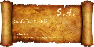 Soós Aldó névjegykártya